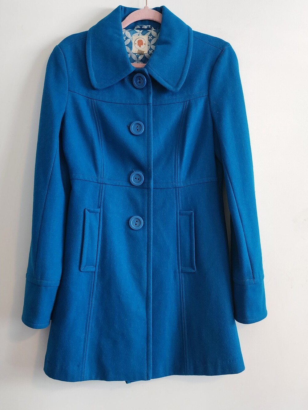 Tulle Teal Wool-Blend PeaCoat Size M